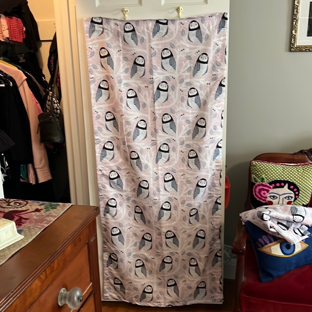 Owl room darkening rod pocket curtain panels set of 2. Never used from Wayfair.